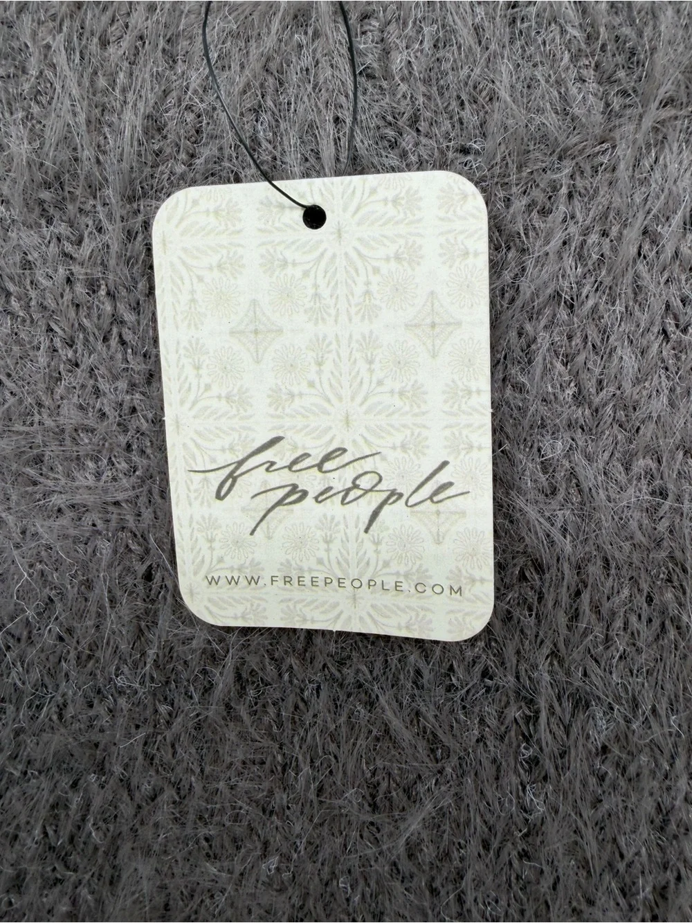 NWT Free People Gravel Rock Plush Fuzzy Short-Sleeve Crewneck Sweater Gray